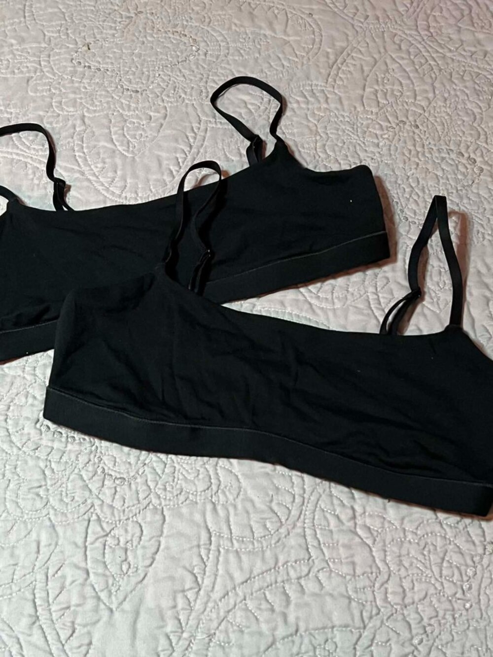 NWOT 2 Pk Quince Organic Cotton Scoop Bralette Black Size S